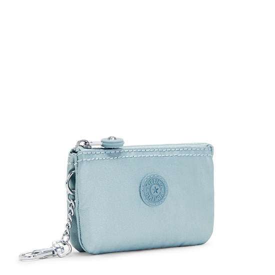 Kipling Creativity Mini Metallic Pouch Keychain Bags Pearl Teal Metallic | CA 2099TC